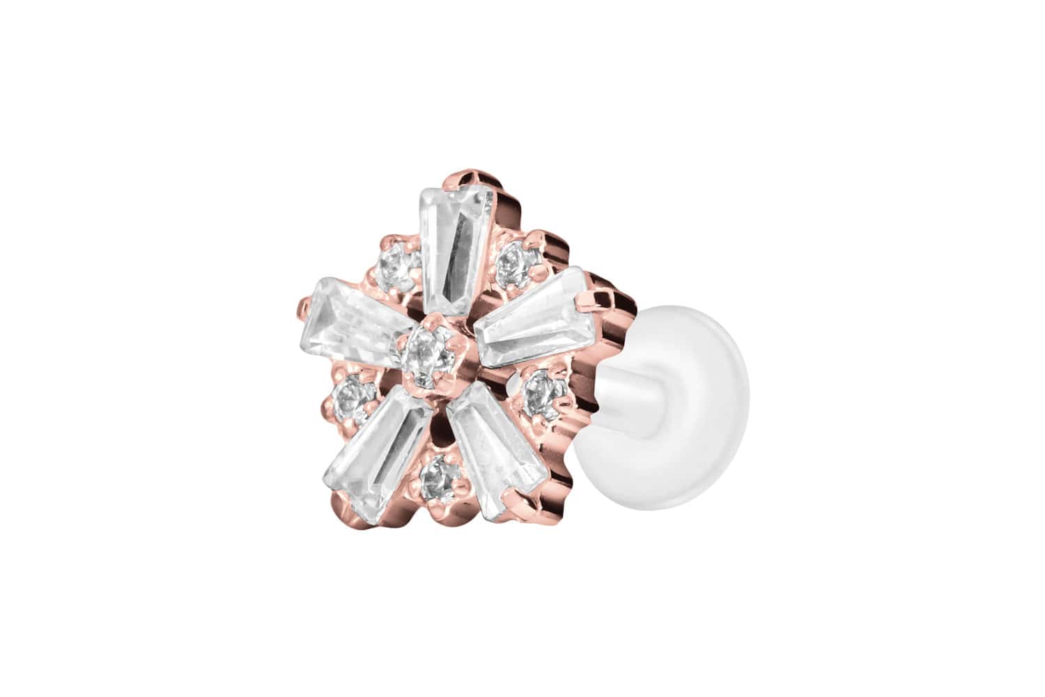 PTFE Labret Piercing mit Innengewinde + Titan-Aufsatz SCHNEEFLOCKE